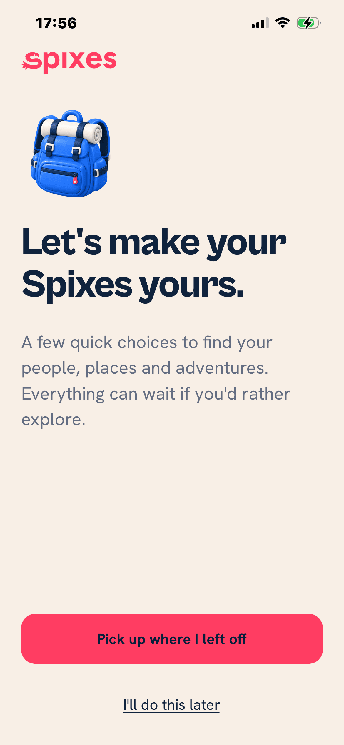 Spixes app screen